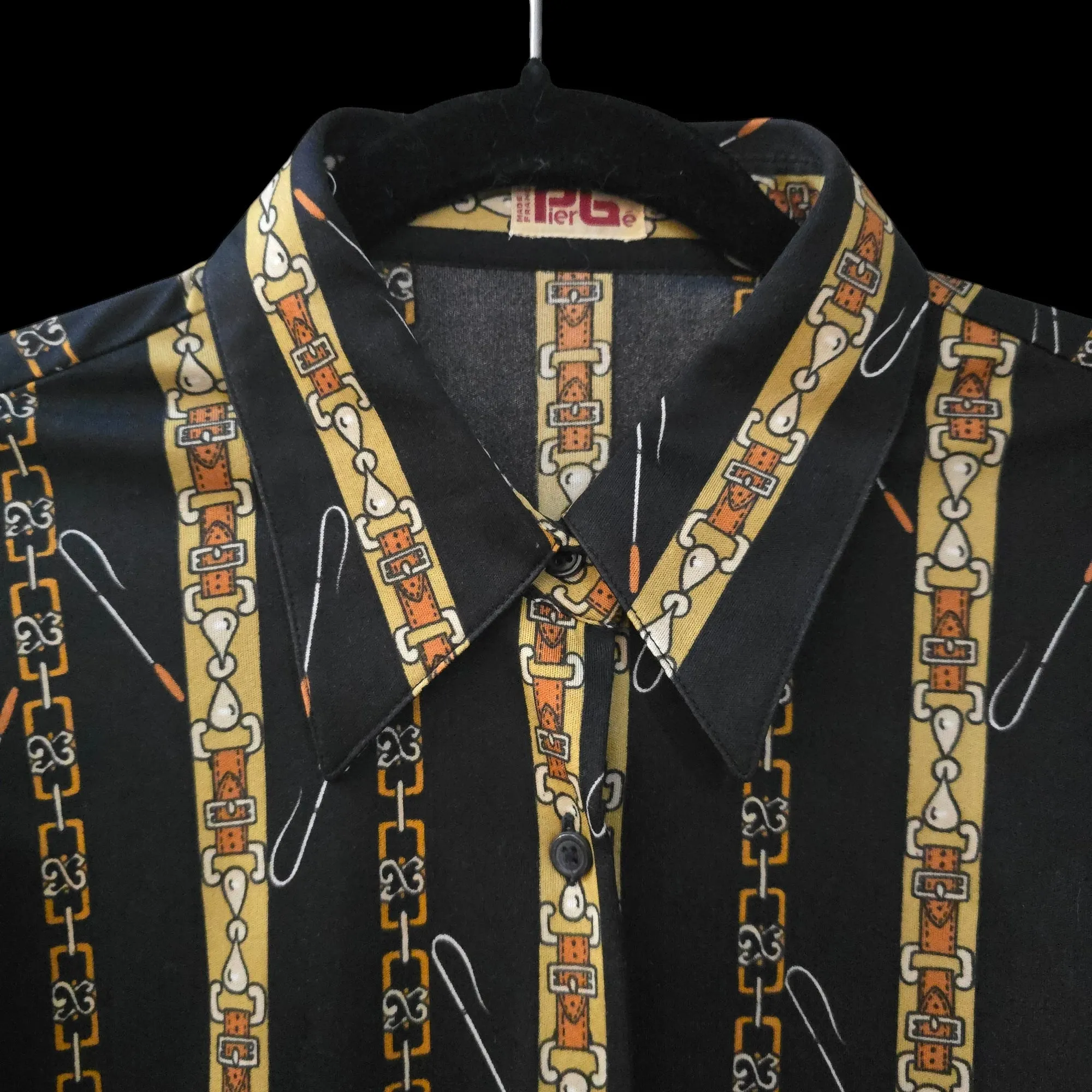 1970s Equestrian Print Shirt L