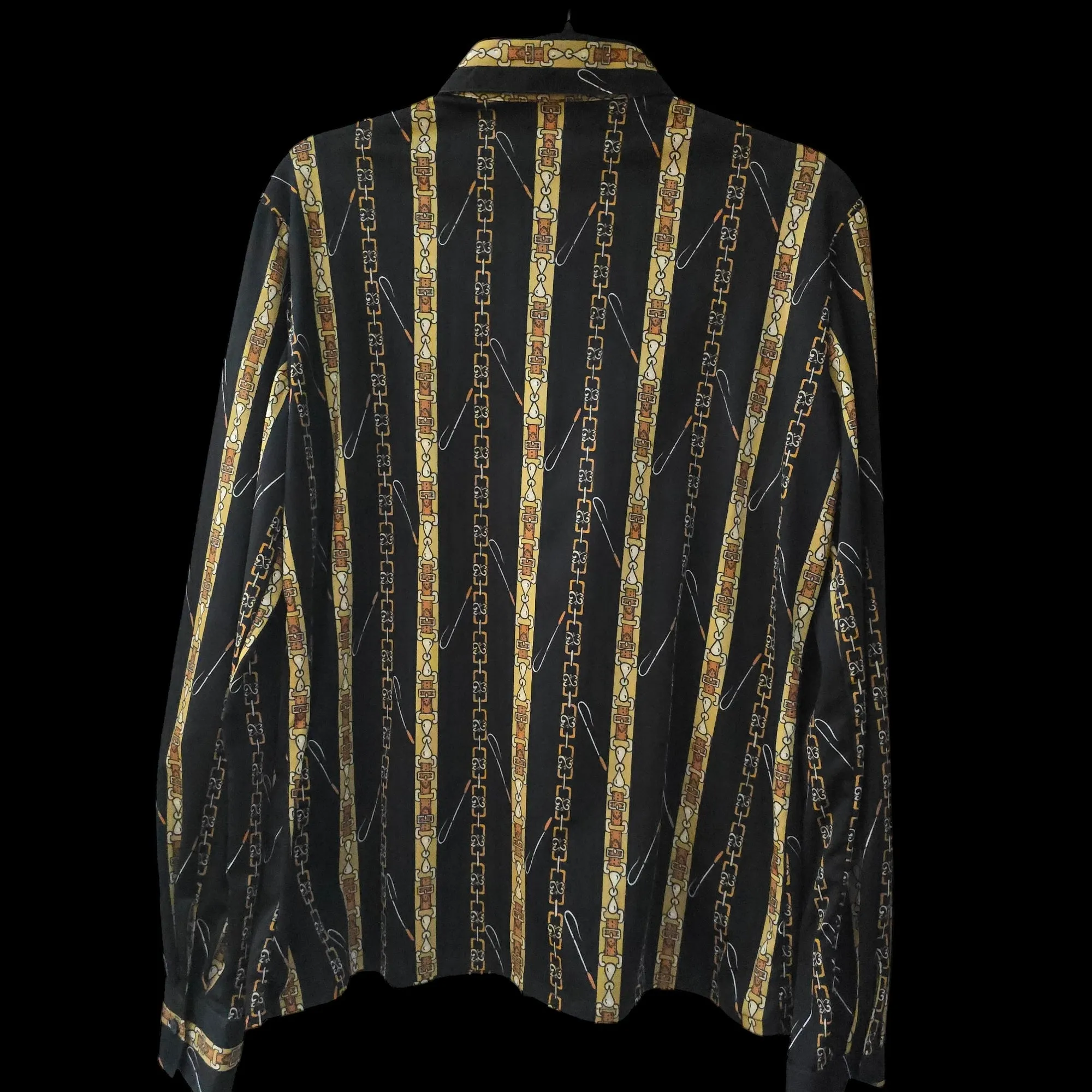 1970s Equestrian Print Shirt L