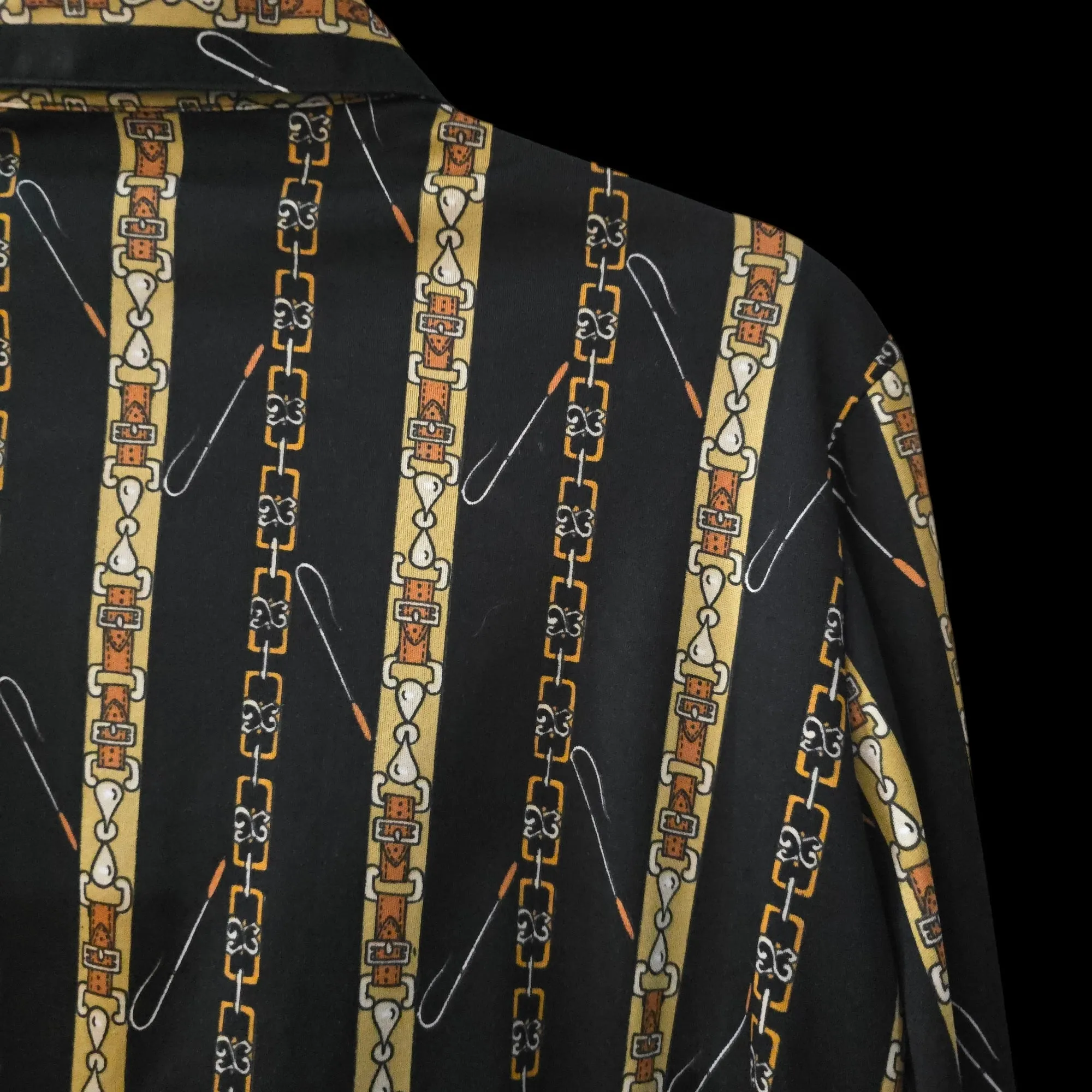 1970s Equestrian Print Shirt L