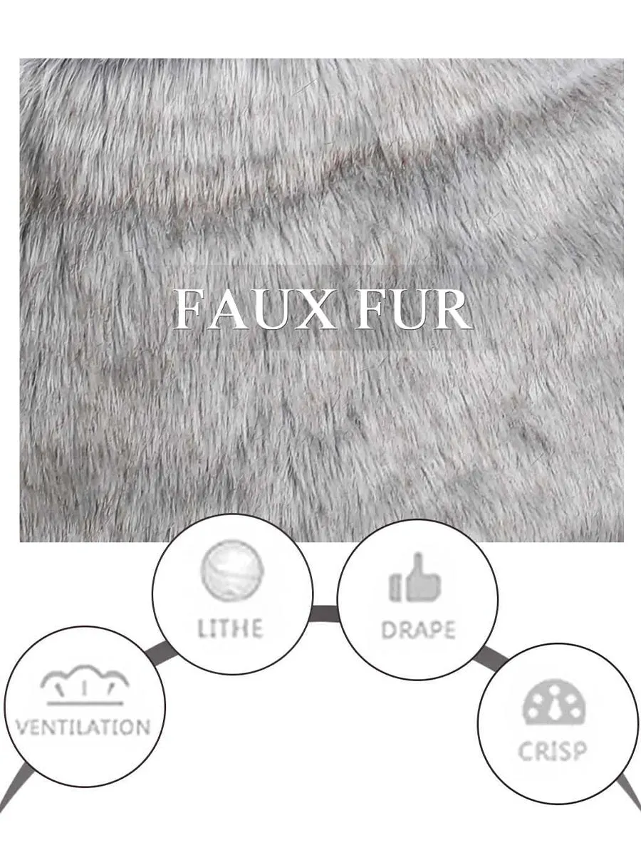 2025 Soft Women's Grey gradient Long-pile Faux fur Shawl