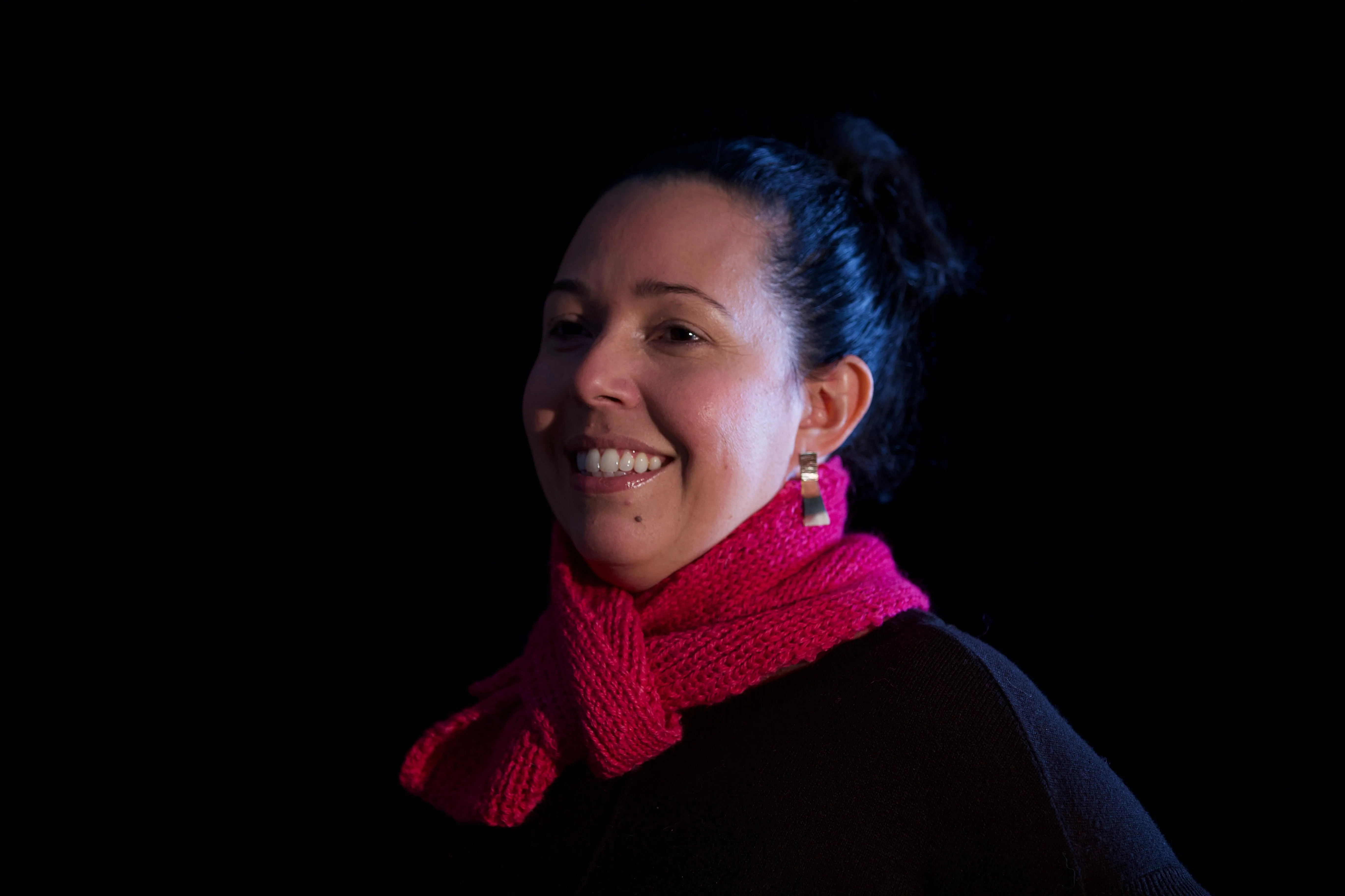 Alpaca Scarf - Dark Pink Needle Knitted (Minimalist Version)
