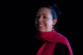 Alpaca Scarf - Dark Pink Needle Knitted (Minimalist Version)