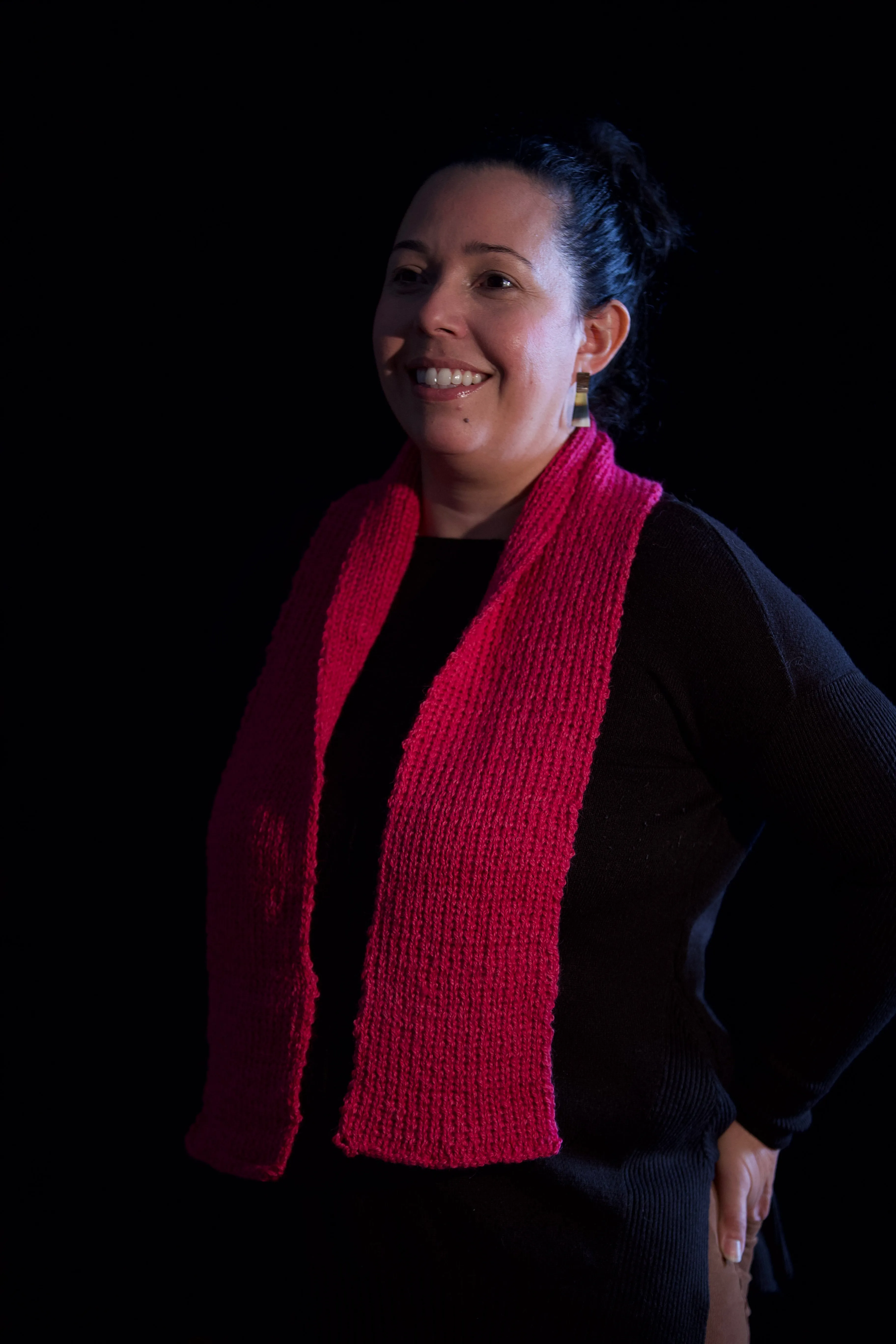 Alpaca Scarf - Dark Pink Needle Knitted (Minimalist Version)