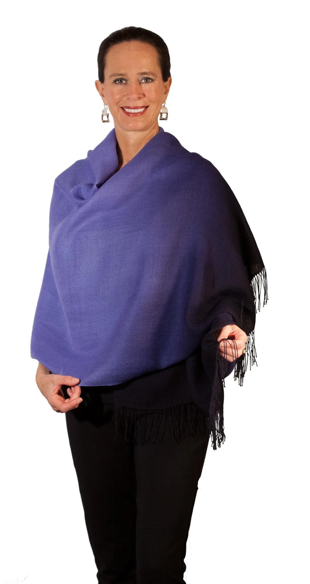 Baby Alpaca & Silk Shawl Two-toned Degrade - Periwinkle Blue