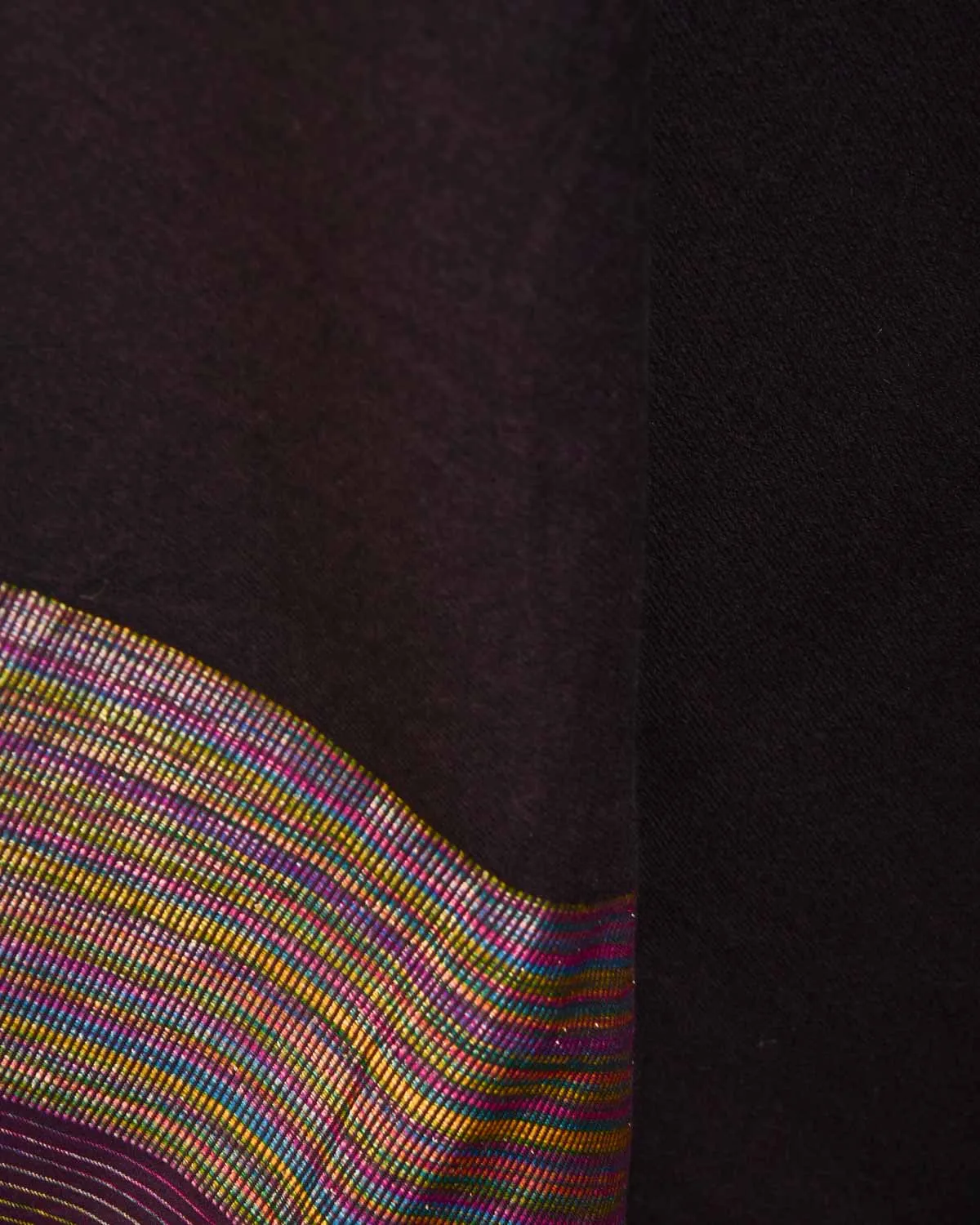 Blush Black Banarasi Multi Color Zari Border Pallu Brocade Handwoven Silk Wool Unisex Dress Shawl