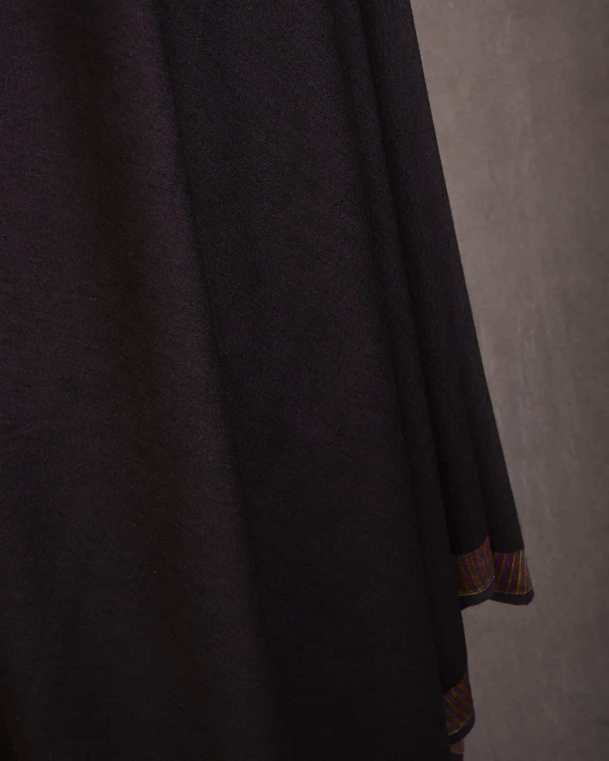 Blush Black Banarasi Multi Color Zari Border Pallu Brocade Handwoven Silk Wool Unisex Dress Shawl