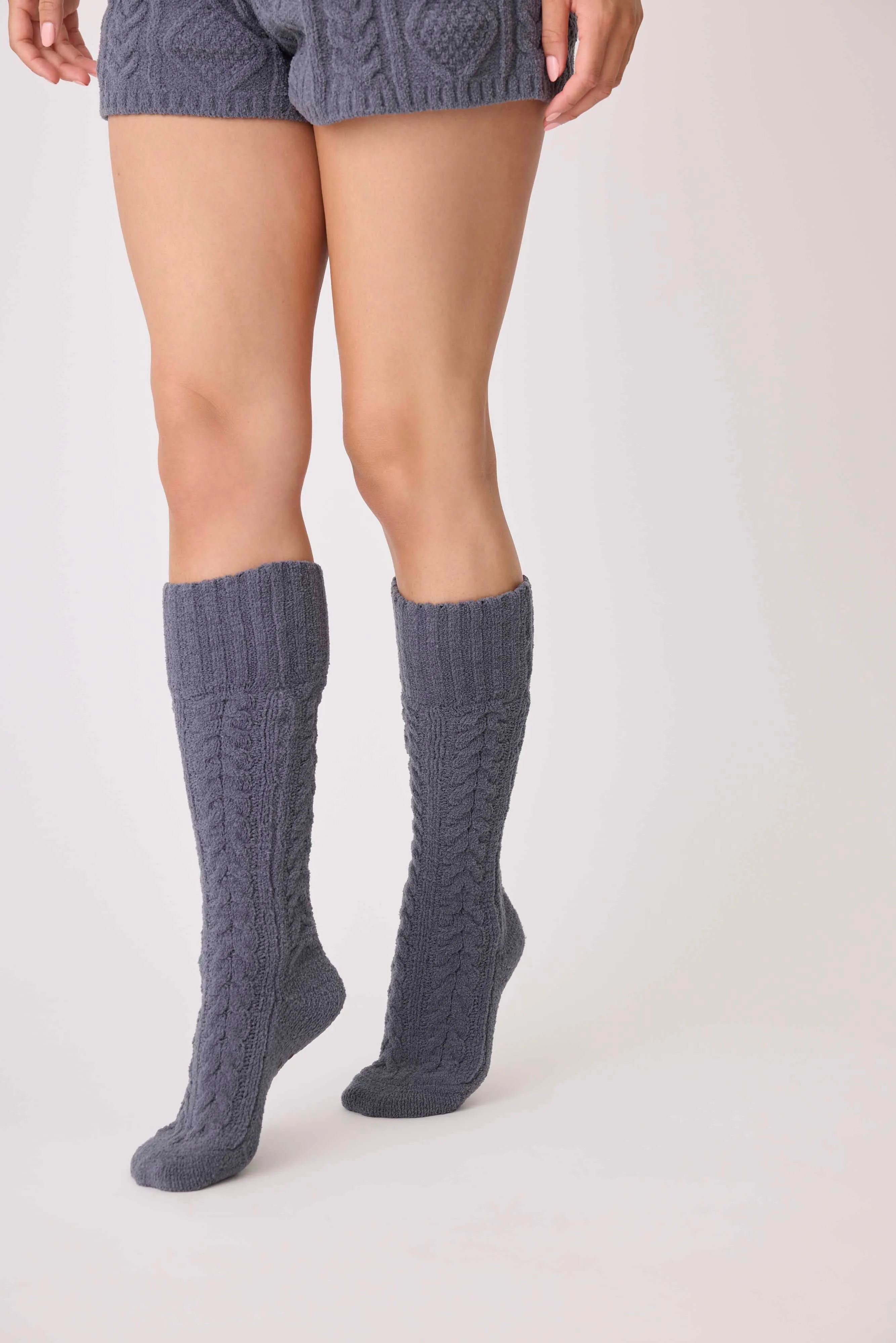 Chenille Cozy Cable Knee Socks