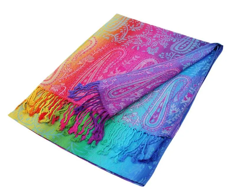 Colorful Paisley Pashmina Shawls 067