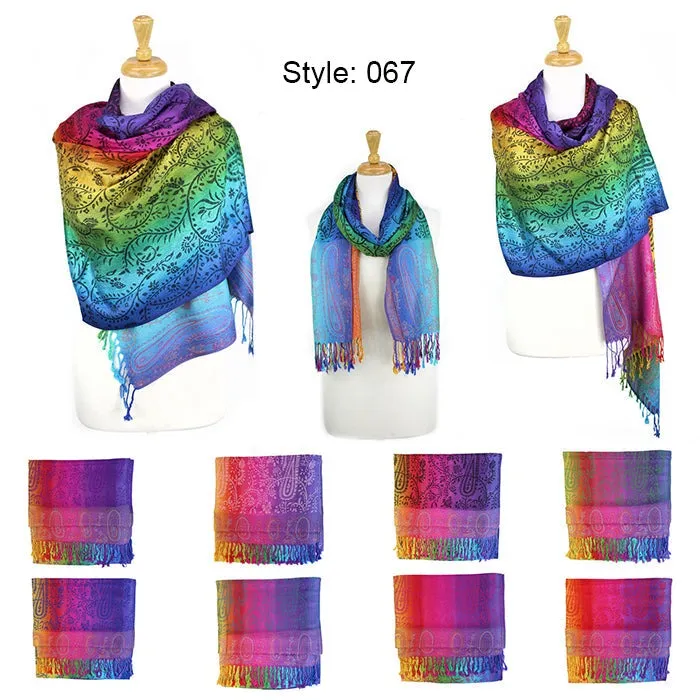 Colorful Paisley Pashmina Shawls 067