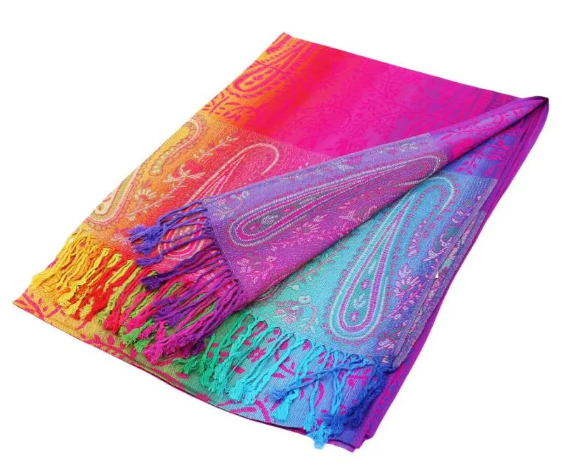 Colorful Paisley Pashmina Shawls 067