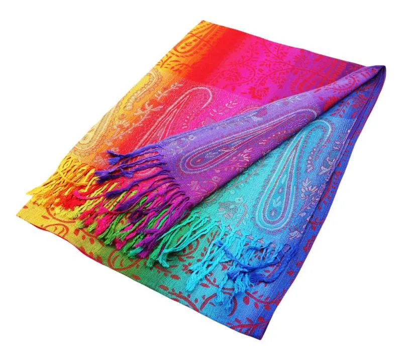 Colorful Paisley Pashmina Shawls 067