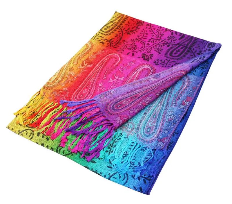 Colorful Paisley Pashmina Shawls 067