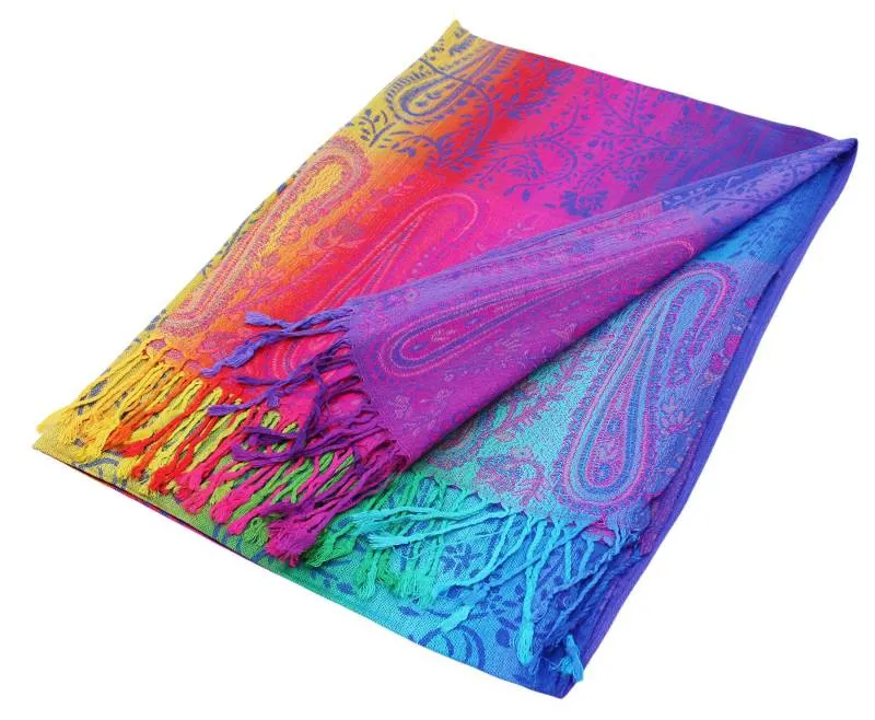 Colorful Paisley Pashmina Shawls 067