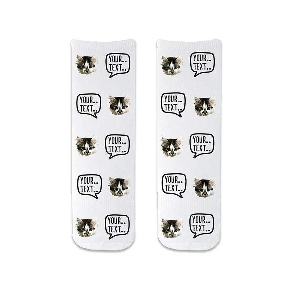 Custom Photo Crew Socks with Personalized Text and Photo