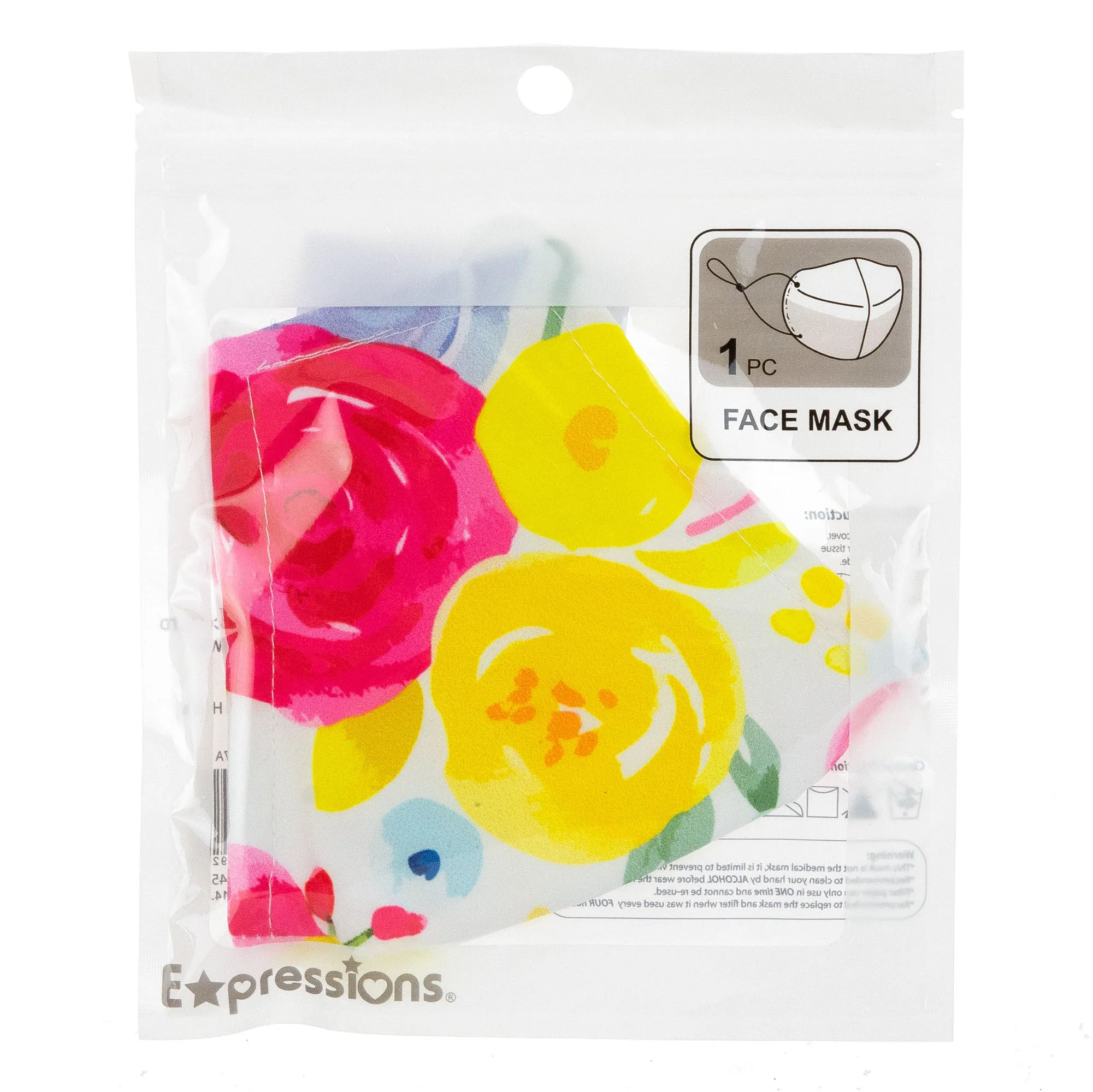 Expressions 3-Layer Protective Face Mask – Protective Face Mask – Women’s Patterned Adjustable Face Covering - Item #ANW18157
