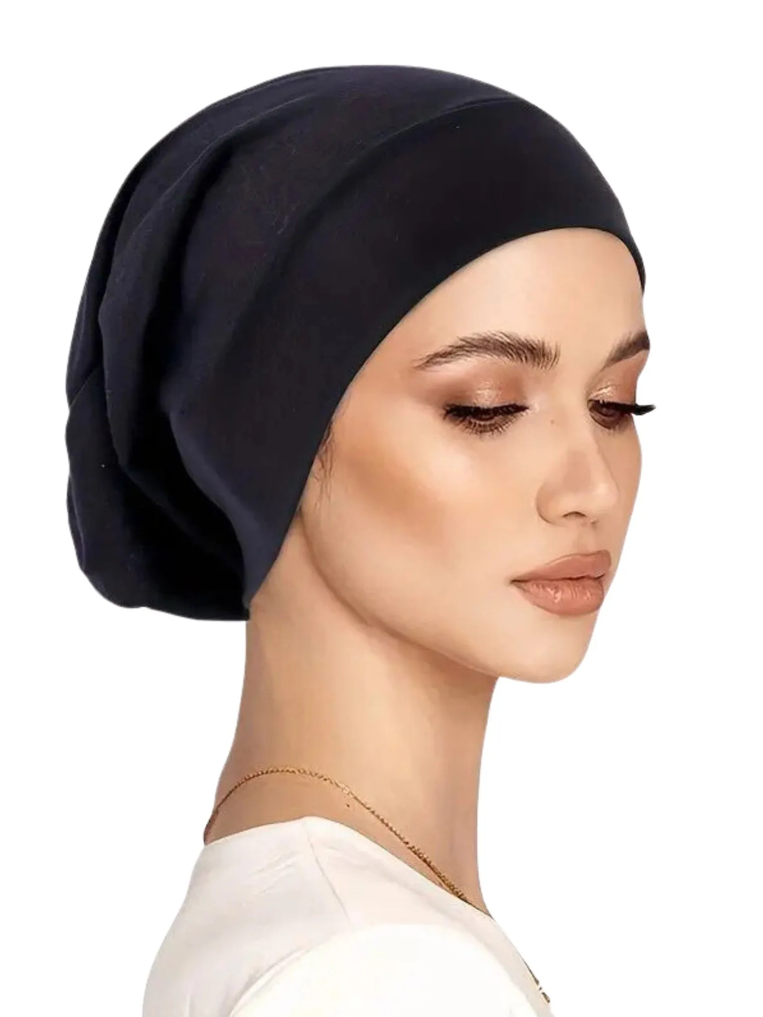 Jersey Cotton Tube Hijab Caps - Black
