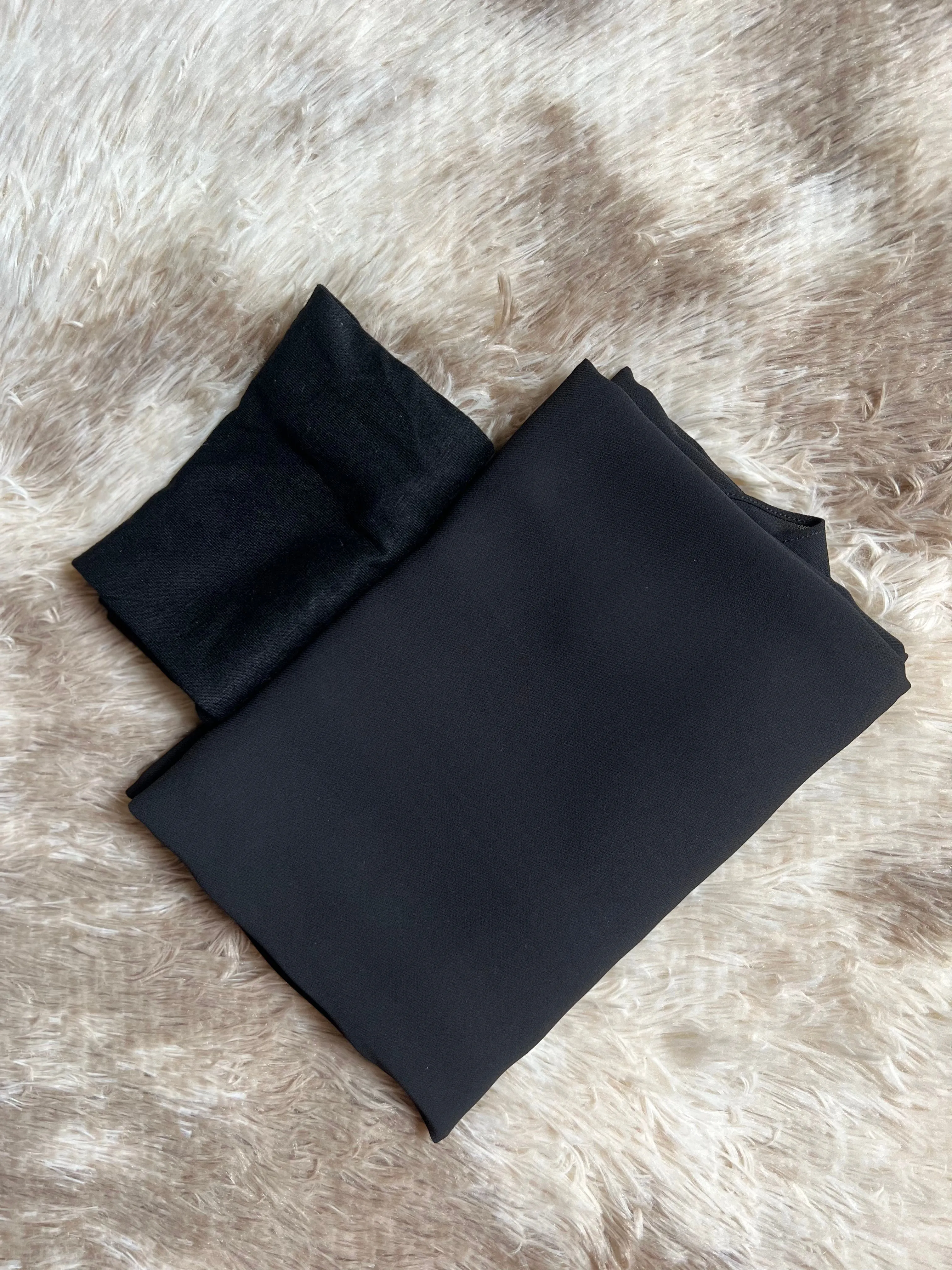 KOREAN CHIFFON HIJAB WITH MATCHING INNER CAP -  BLACK