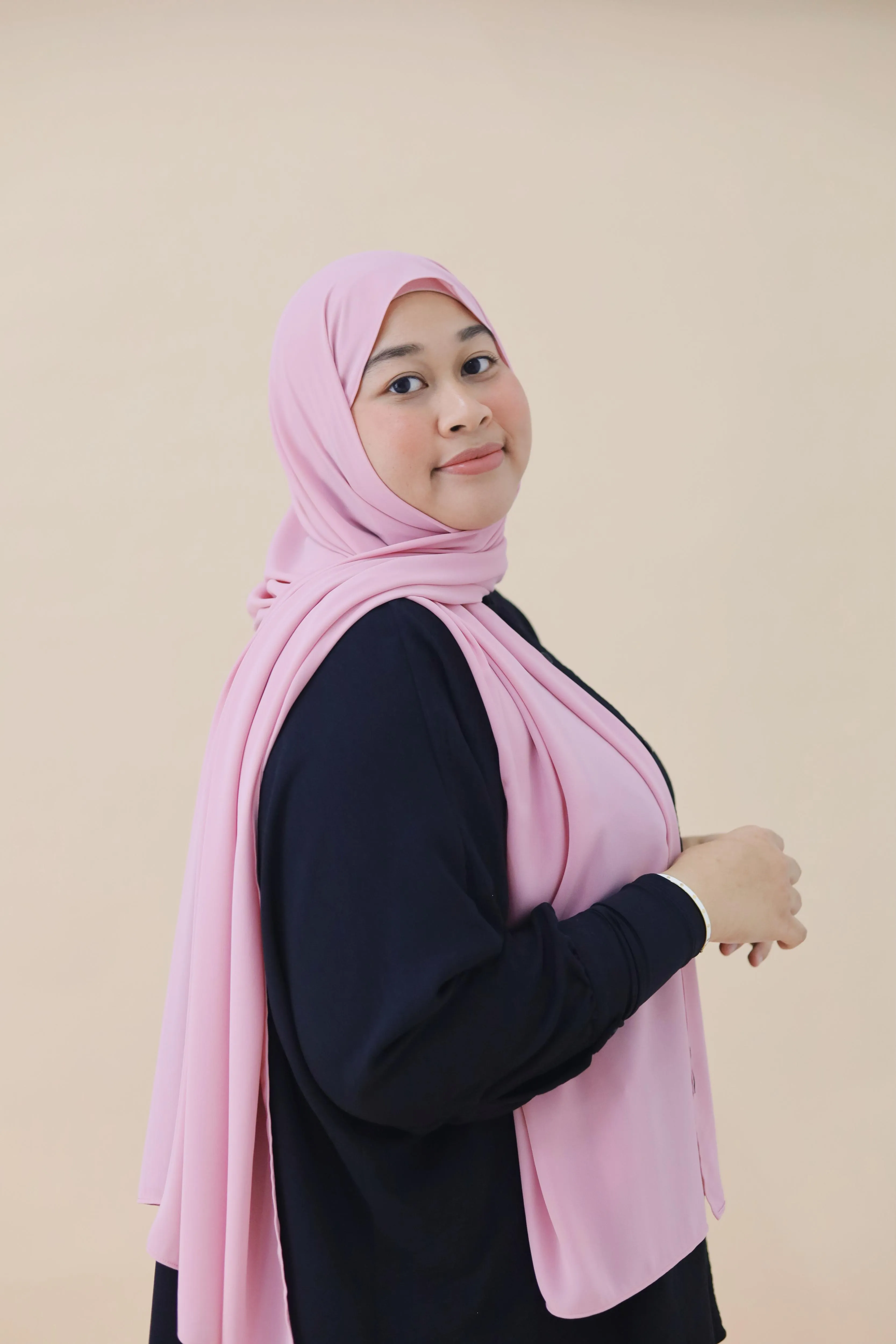 KOREAN CHIFFON HIJAB WITH MATCHING INNER CAP -  VALENTINE PINK