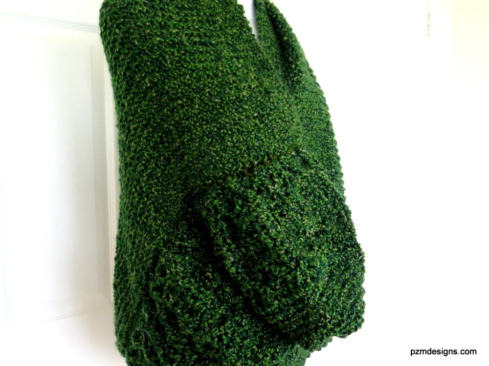 Large Green Circle Shawl, Hand Knit Infinity Shawl, Gift for Her
