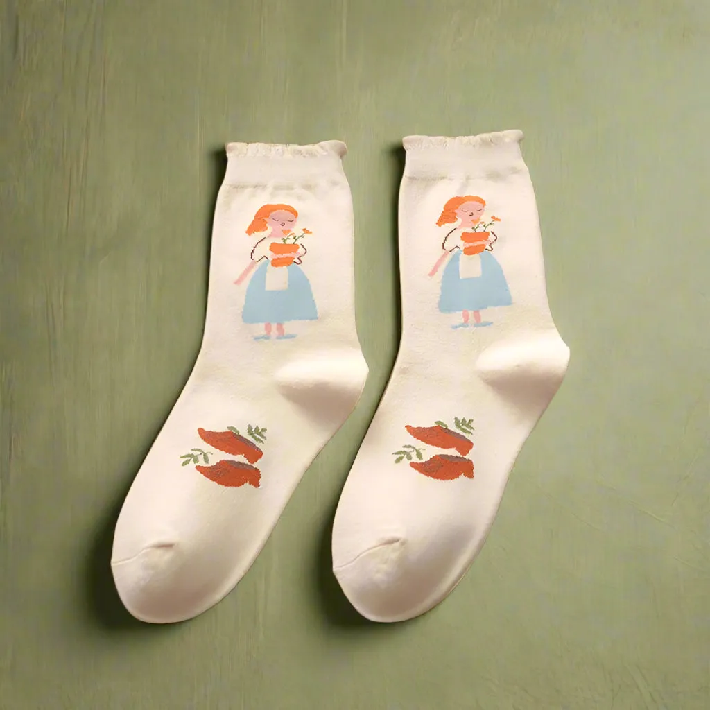Mori Girl Cozy Nature Print Socks