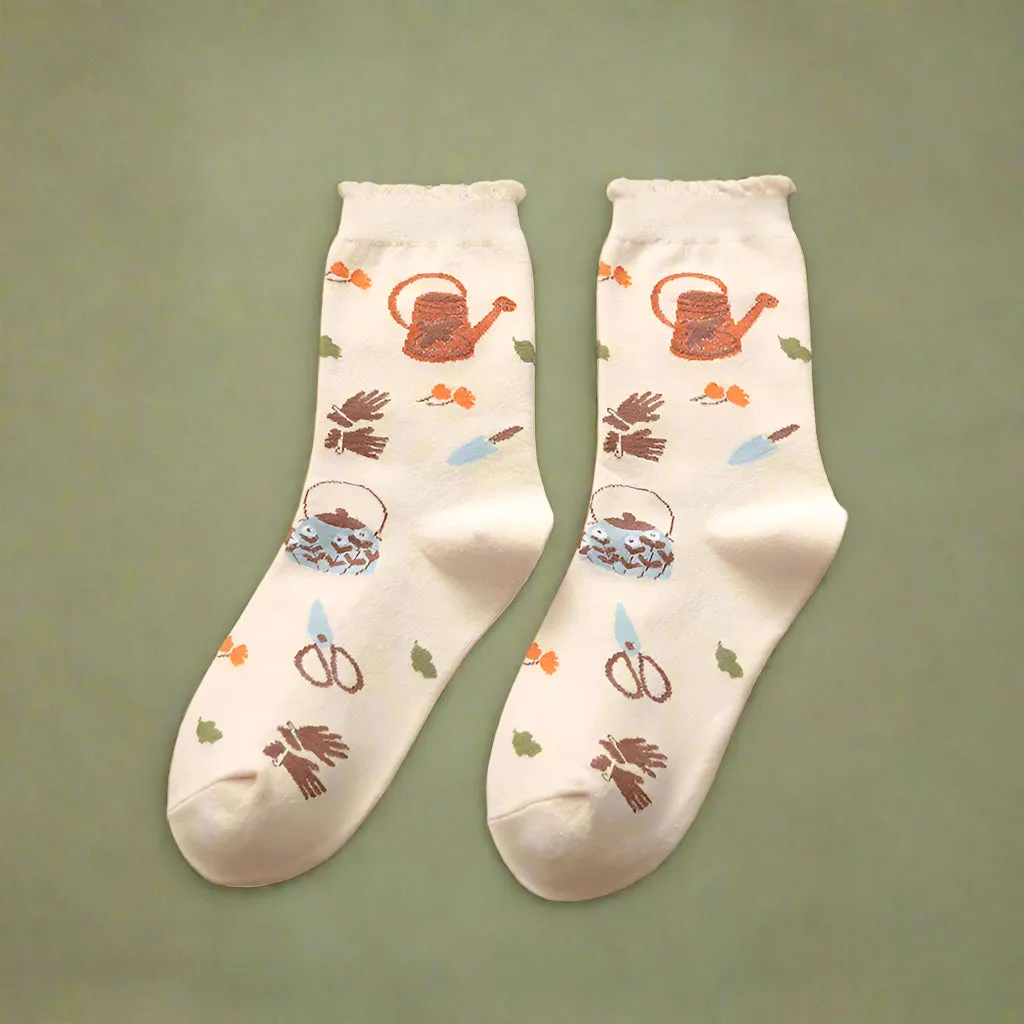 Mori Girl Cozy Nature Print Socks