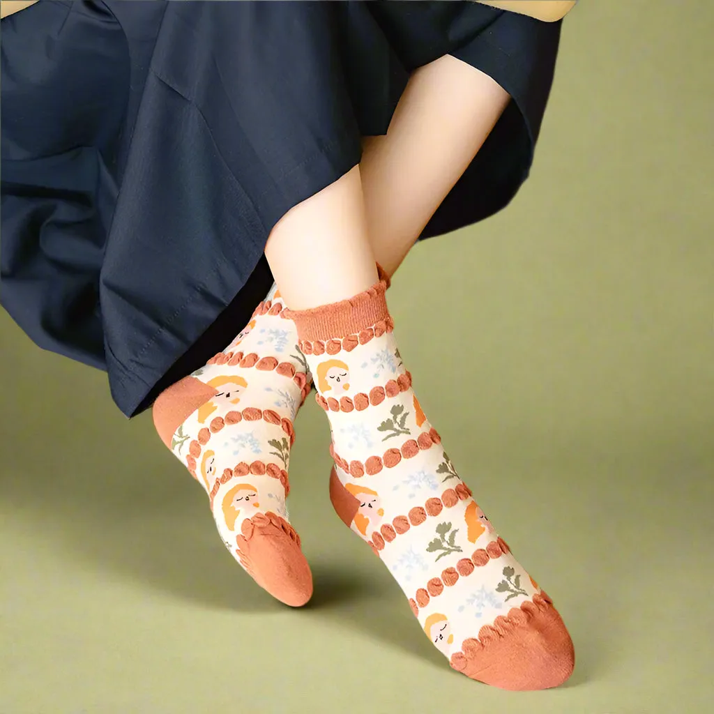 Mori Girl Cozy Nature Print Socks