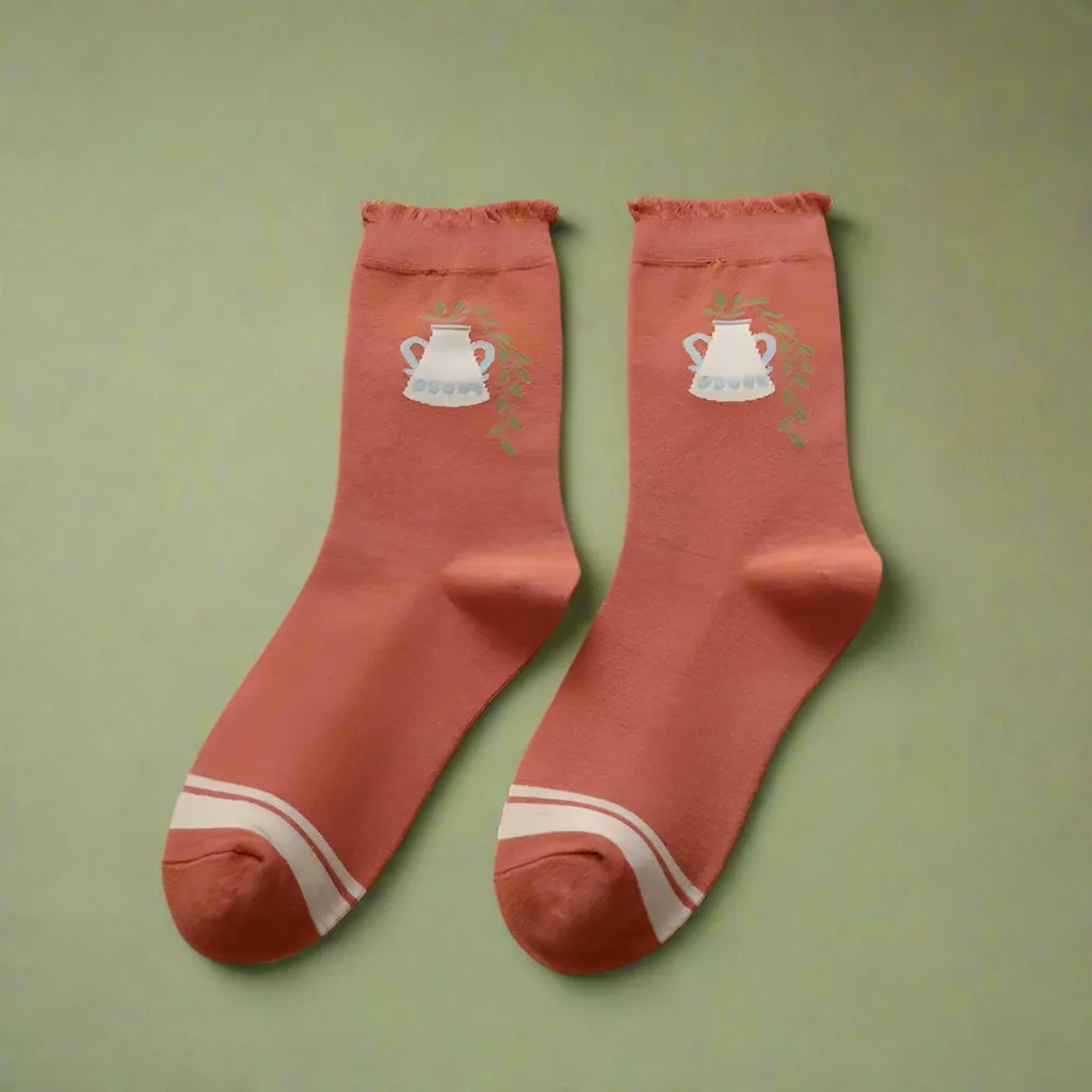 Mori Girl Cozy Nature Print Socks