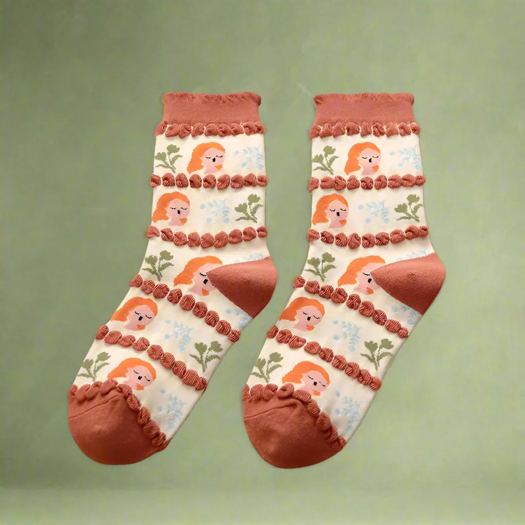 Mori Girl Cozy Nature Print Socks