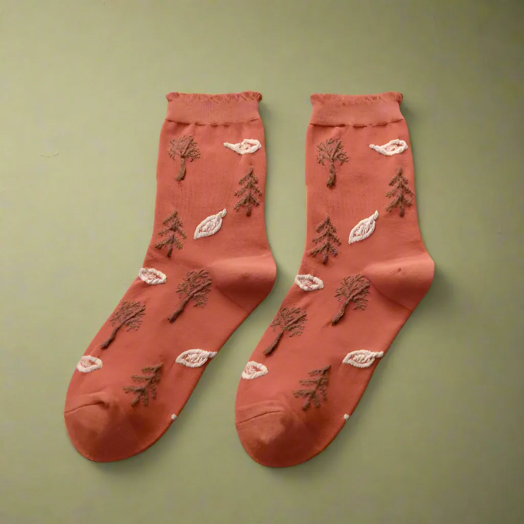 Mori Girl Cozy Nature Print Socks