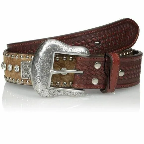 Nocona Belt Co. Western Men's Clear Bar Bling Belt Size 32
