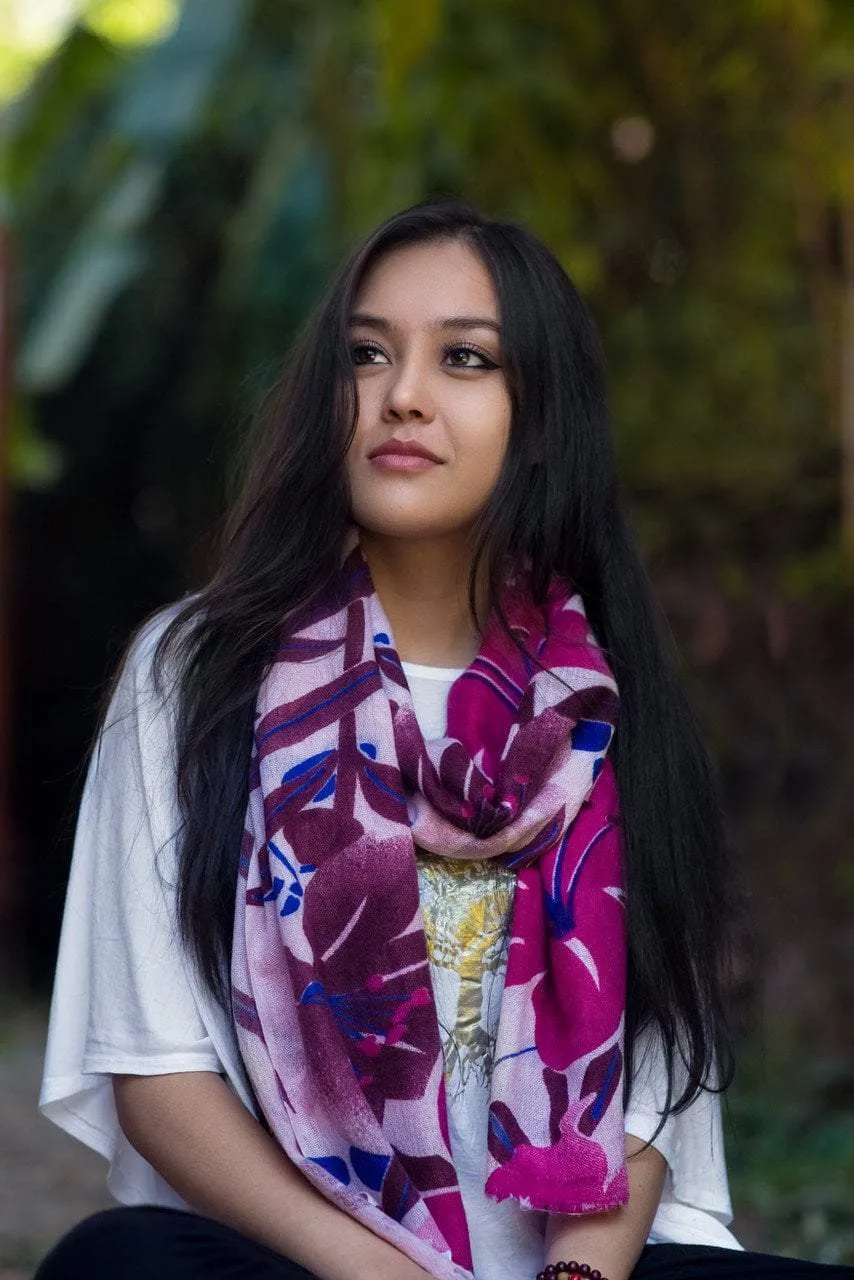 Tulip Flower Print Pashmina Shawl
