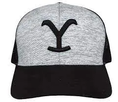 YELLOWSTONE GREY SLUB Y LOGO TRUCKER HAT
