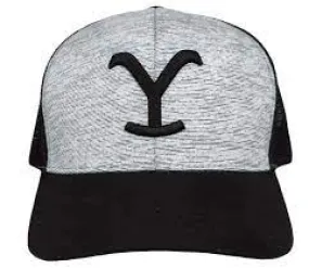 YELLOWSTONE GREY SLUB Y LOGO TRUCKER HAT